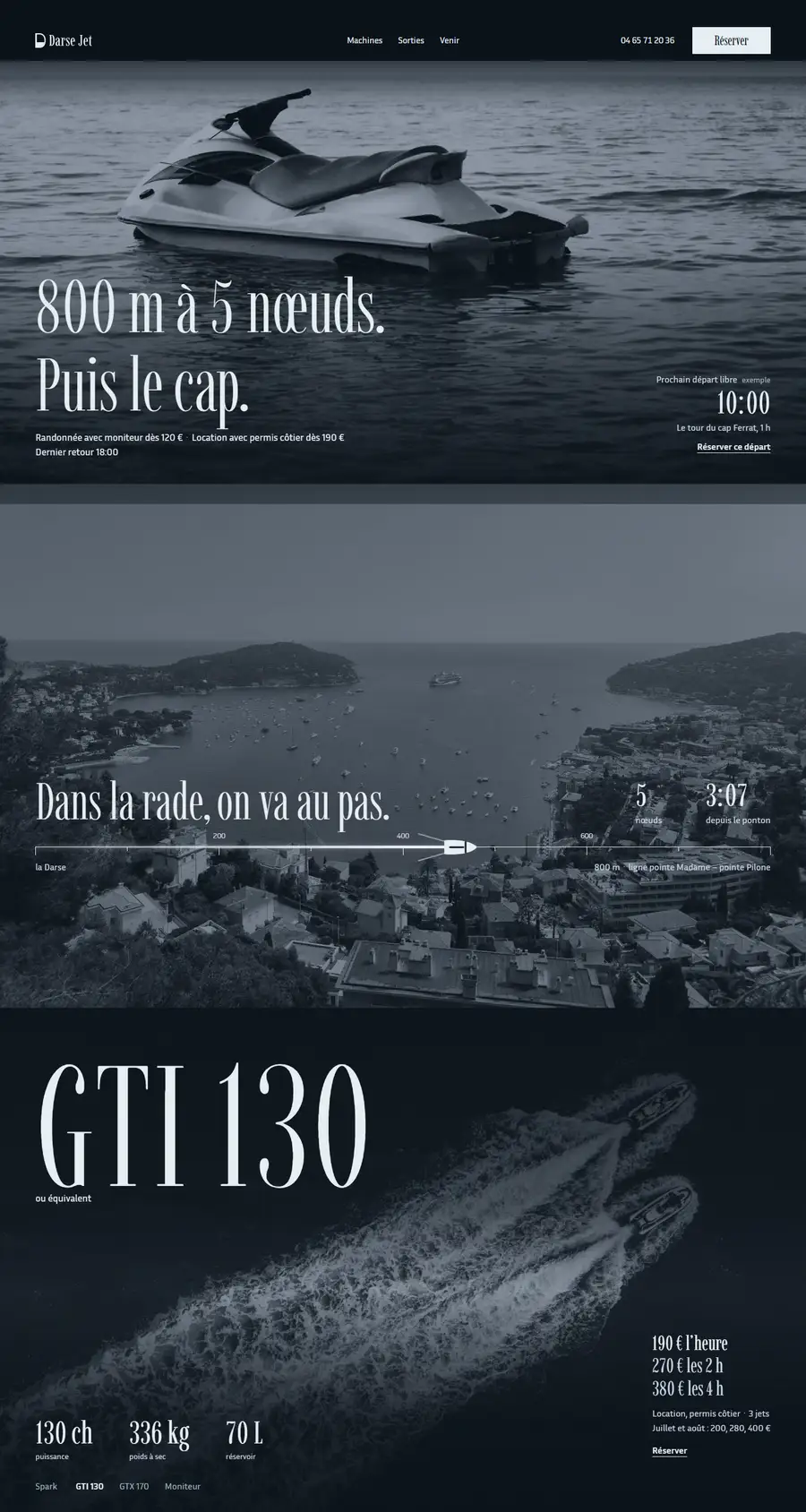 Capture du site de démonstration Darse Jet, loueur fictif (Villefranche-sur-Mer)