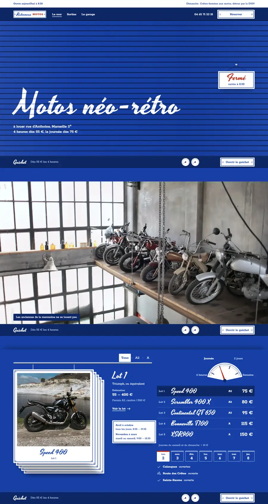 Capture du site de démonstration Ratonneau Motos, loueur fictif (Marseille)