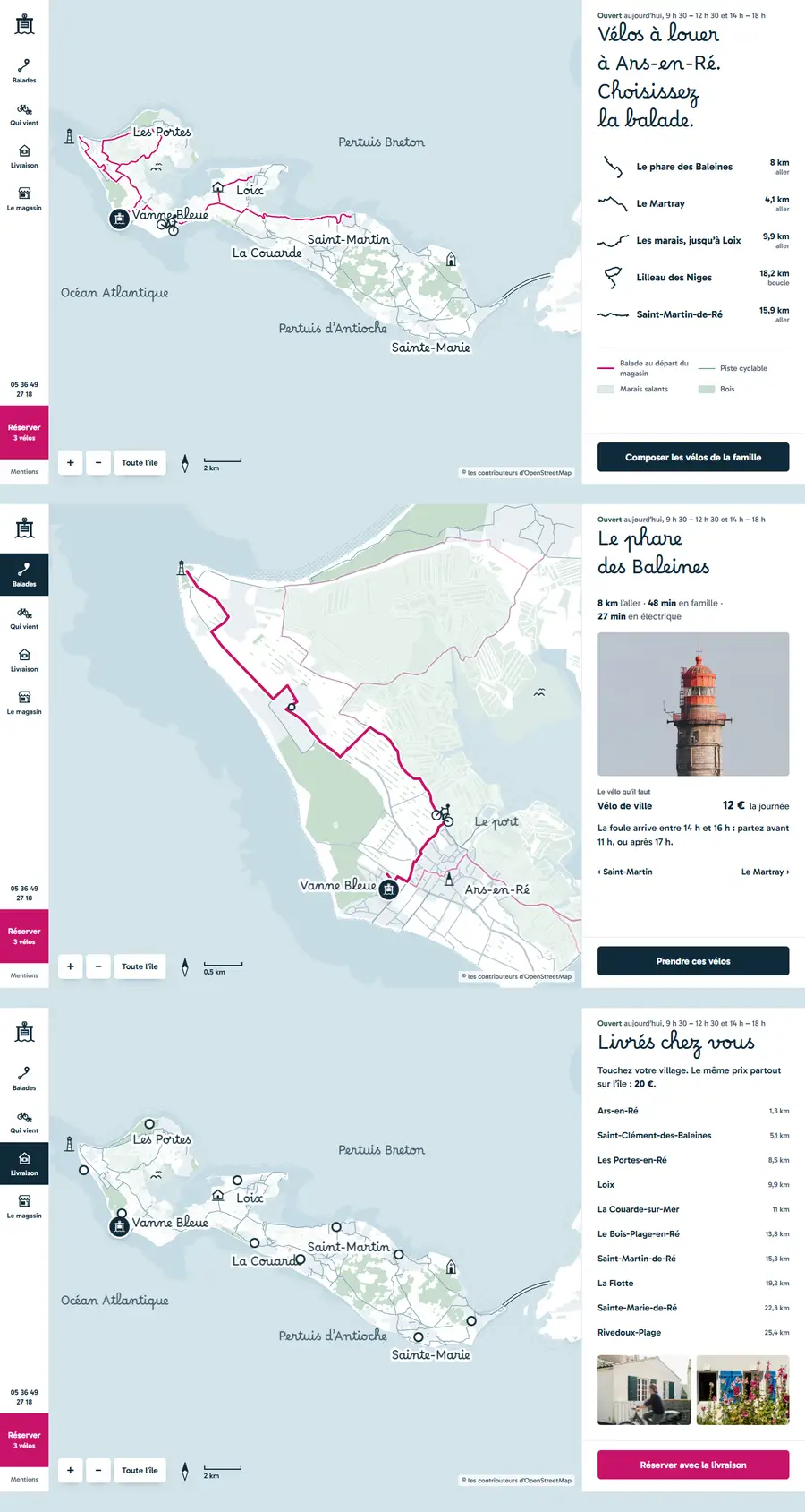 Capture du site de démonstration Vanne Bleue, loueur fictif (Ars-en-Ré, île de Ré)